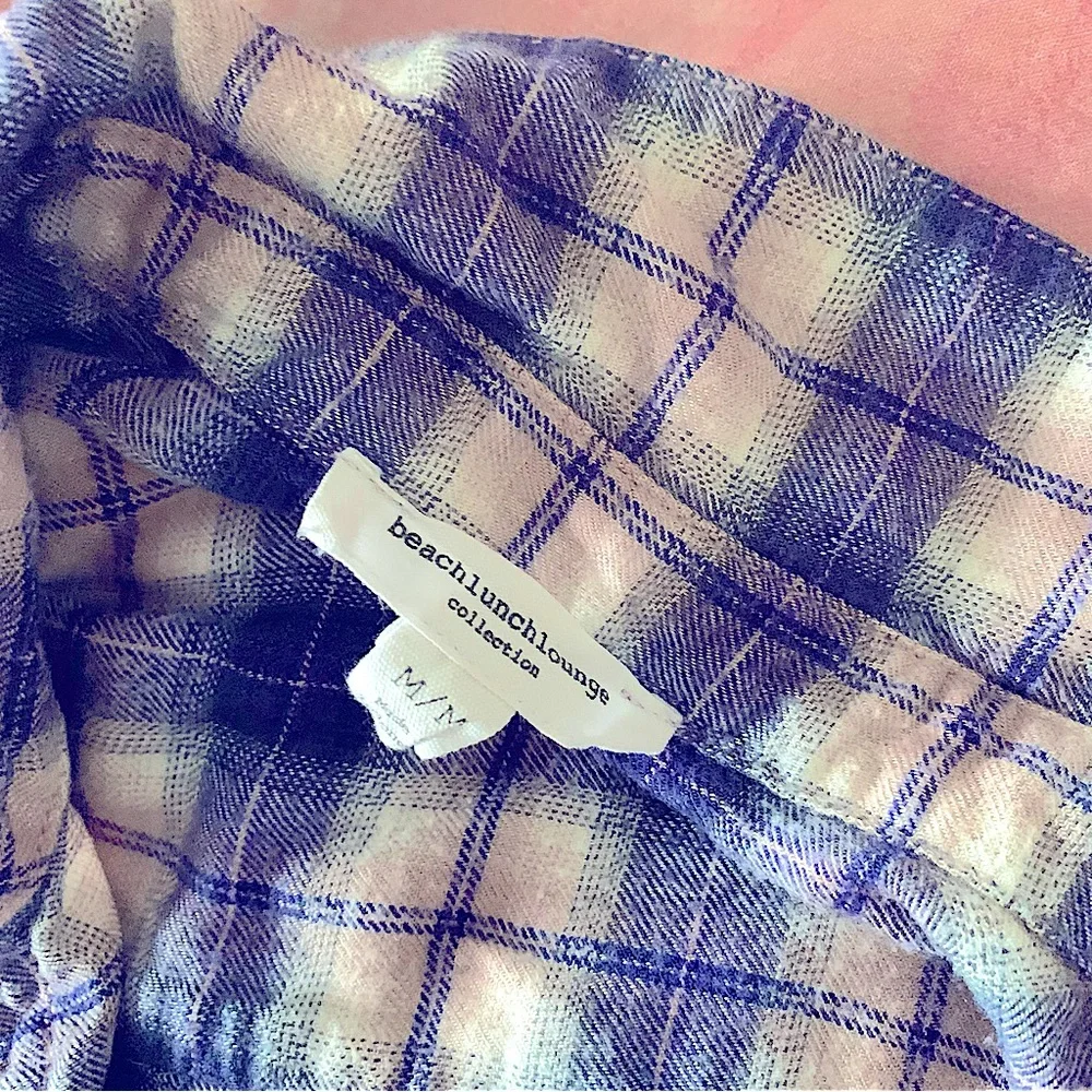 beachlunchlounge pink white and blue cotton flannel - Picture 3 of 3